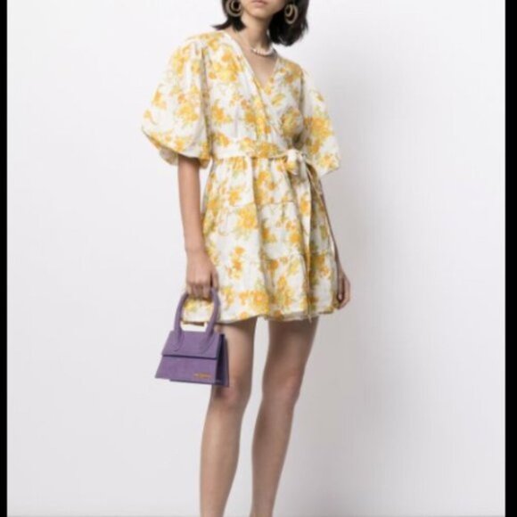 Faithfull the Brand Dress “Rooney “ Floral Wrap Mini Excellent NWOT Sz 4 - Picture 1 of 8